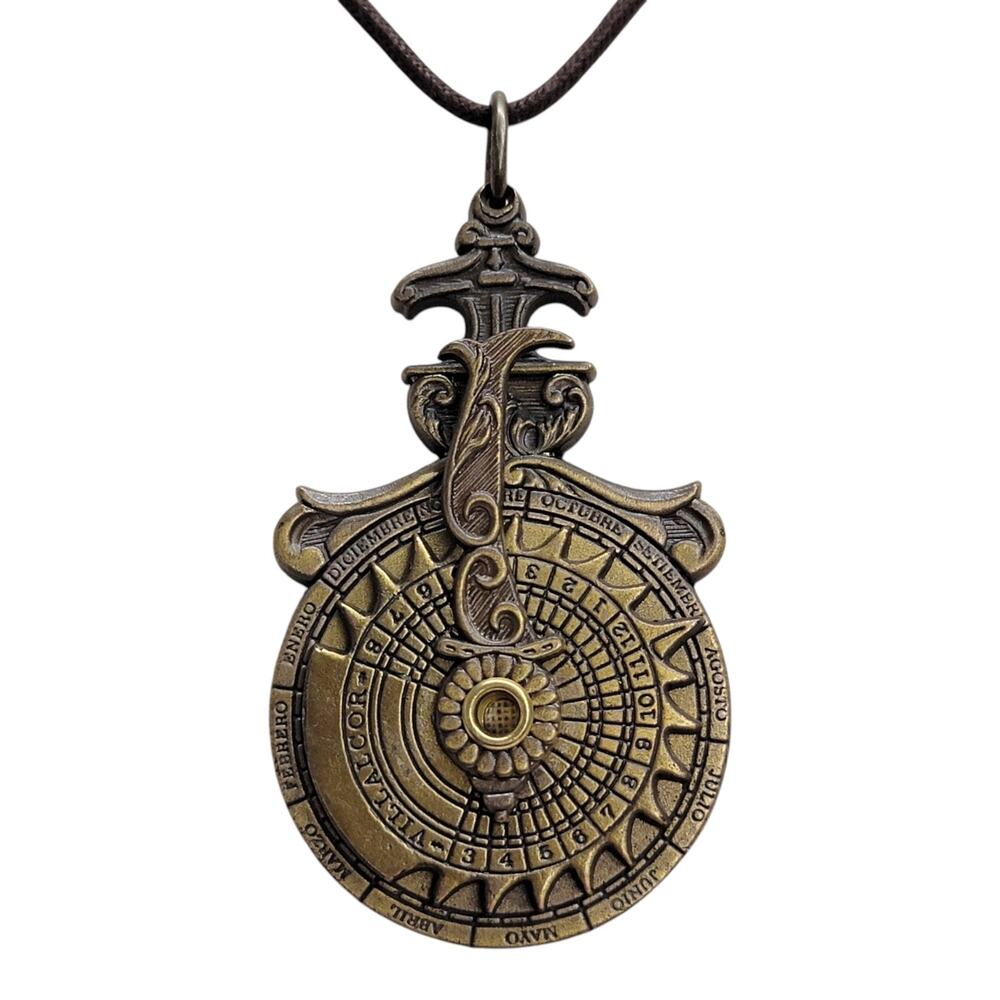 Villalcor Spain Brass Nocturnal Astrolabe Vintage Star Clock Pendant Necklace